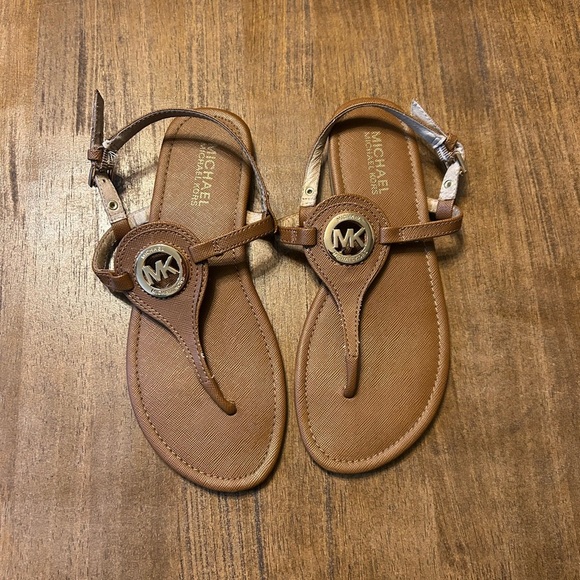 MICHAEL Michael Kors Shoes - Michael Kors Women’s Gold and Brown Thong Buckle Sandals 7